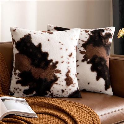 Decorative Throw Pillow Covers Cowhide Brindle Printed Couch Throw Pillows Cushion Covers for Home Decor Living Room Sofa Bedroom 18x18 Inch 12x20 inch 20x20 inch