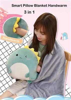 Kids Stuffed Animals Travel Blanket and Pillow Set,Cute Dog Plush Pillow with Hand Warmer Design,Perfect for Travel, Camping, Home and Office.