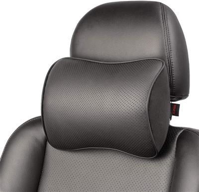 Memory Foam Car Neck Pillow Soft Leather Headrest for Driving Home Office Black