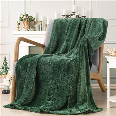 Super Soft Throw Blanket Light Green Premium Silky Flannel Fleece Leaves Pattern Lightweight Bed Blanket All Season Use