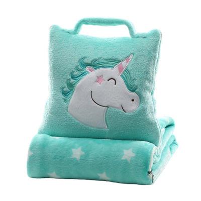 Unicorn design 2 in 1 Airplane Travel Blanket  Air conditioning Quilt for All Season