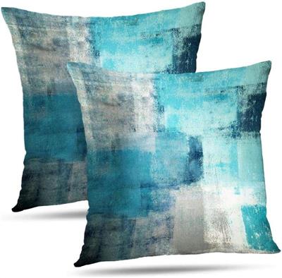 Blue and Grey Art Artwork Contemporary Decorative Gray Home Decorative Throw Pillows Covers Cushion Cover for Bedroom Sofa Living Room 18X18 Inches