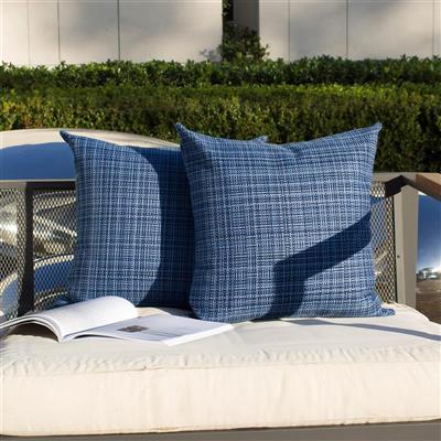 Decorative Outdoor Waterproof Throw Pillow Covers Stripe Square Pillowcases Modern Cushion for Patio Couch Bench 18 x 18 Inch Navy Blue